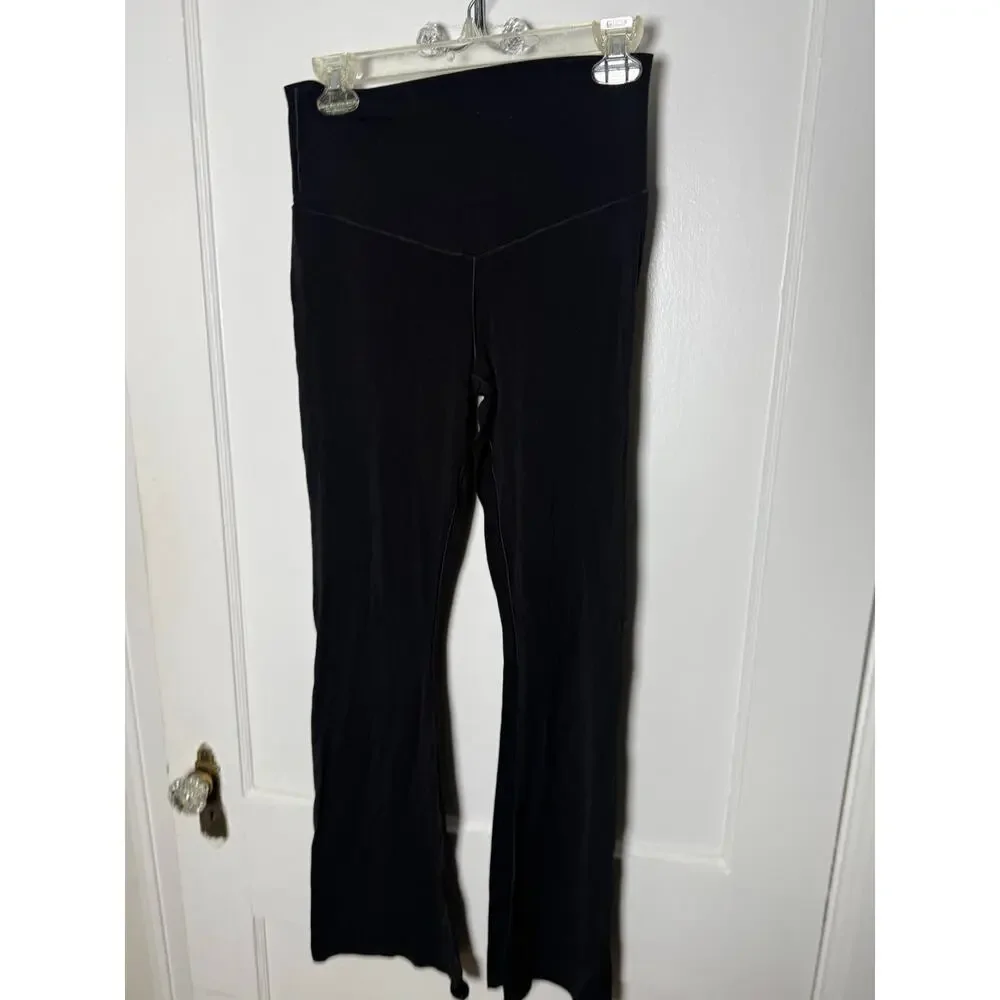 Aerie Offline Black High Rise Flare Leg Classic Wide Leg Yoga Pants Leggings LG